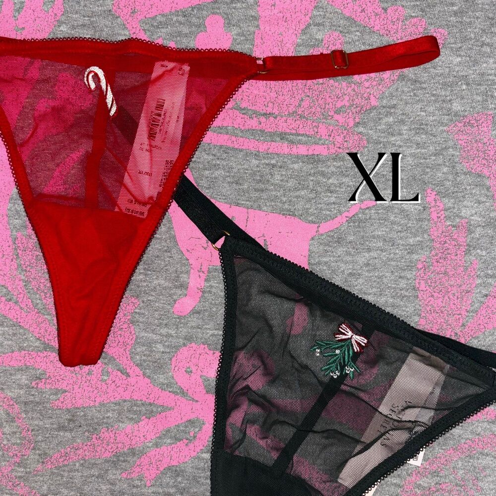 NWT New Victoria’s Secret Adjustable G String Thong Panties Bundle Holiday XL
